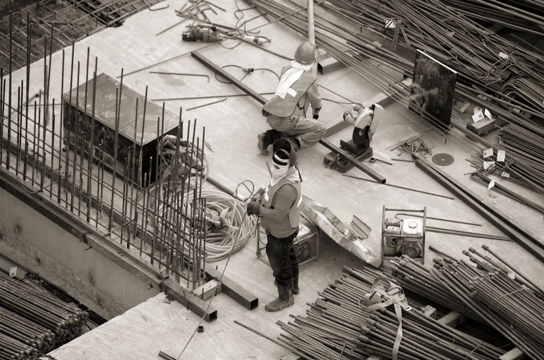 Steel for a slab, tied and ready for concrete