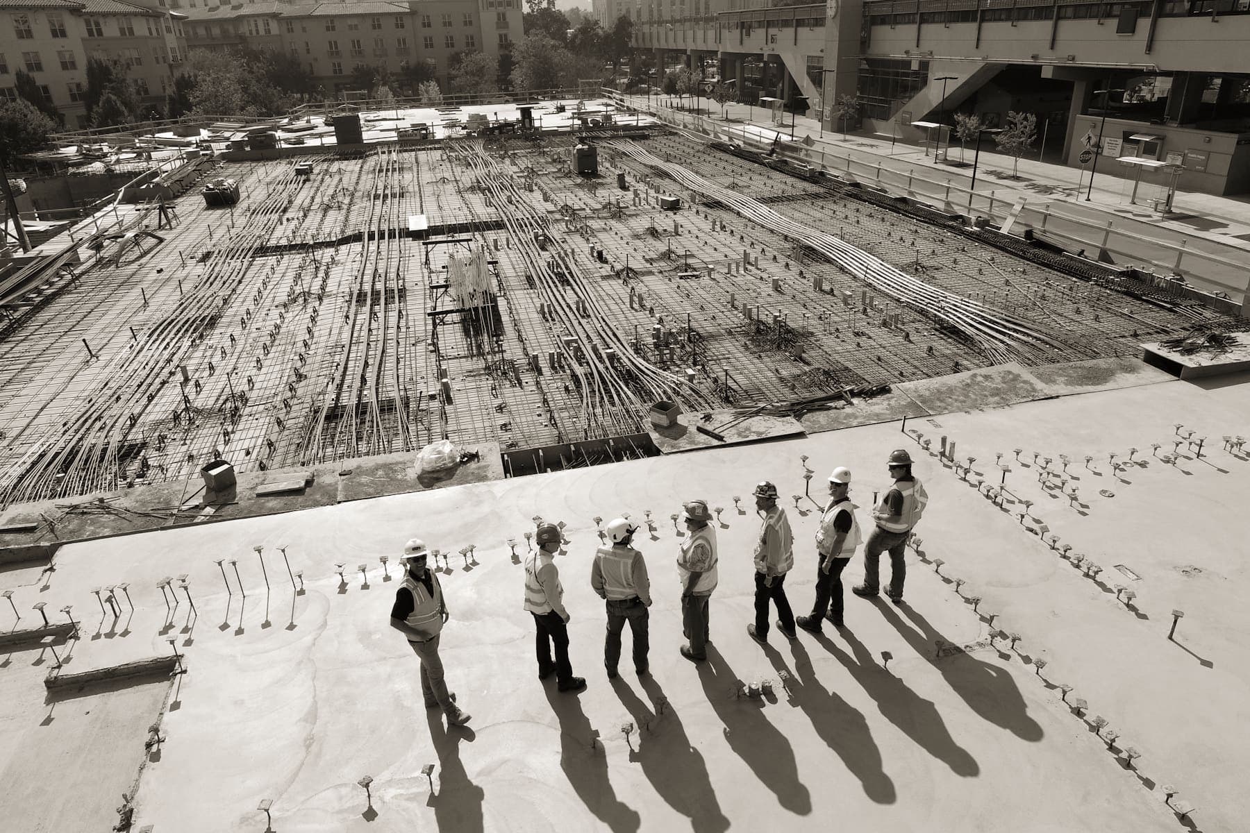 Site team checking a slab before the pour